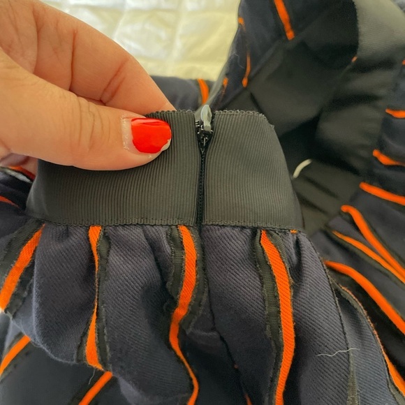 FRNCH Navy Orange stripe Aline skirt - Picture 7 of 11